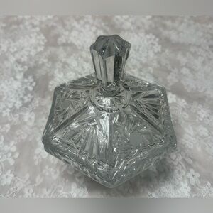 Clear Glass Hexagonal Lidded Trinket Jar